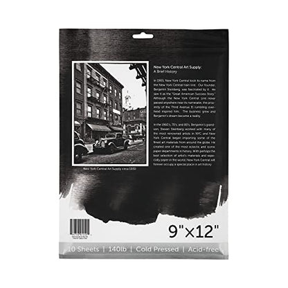 New York Central Watercolor Paper, 140 lb. Cold Press - 9"x12" 10 Sheets - size: 9"x12"