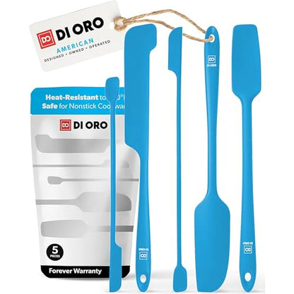 DI ORO Silicone Jar Spatula Set - 600F Heat Resistant, 5-Pc Blue - color: Blue
