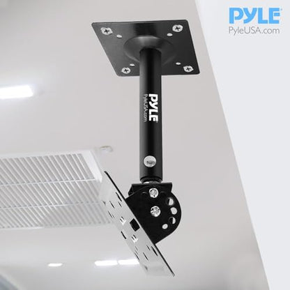 Pyle Universal Speaker Mounting Bracket - Ceiling & Wall Speaker Mount with Adjustable Swivel Tilt, 13.4" Retractable Telescopic Arm, 75 lbs Max Load - Ideal for Home Surround Sound Systems (Pair)