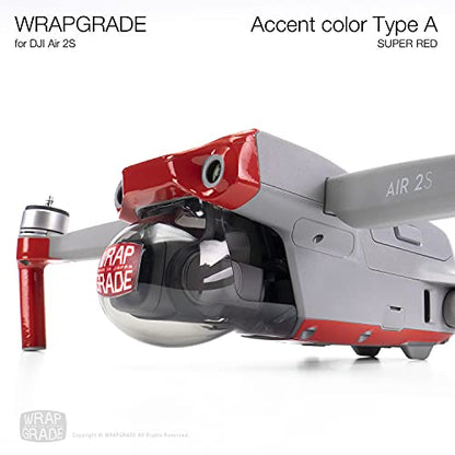 Wrapgrade Skin Compatible with DJI Air 2S | Accent Color A (Super RED) - color: Super Red