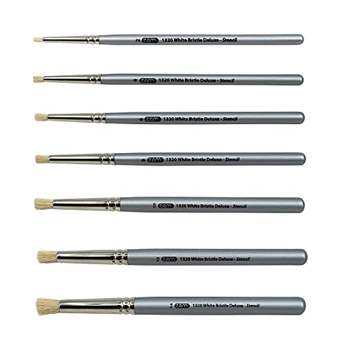 ZEM Brush Mfg Deluxe Stencil Artist Paint Brush Set 7 pcs Sizes 2 4 6 8 10 12 14