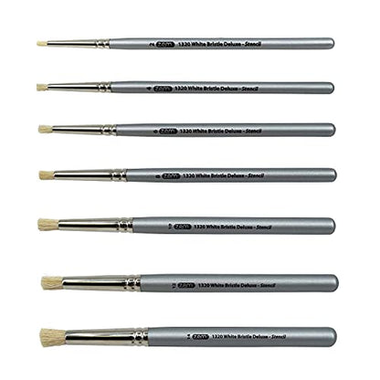ZEM Brush Mfg Deluxe Stencil Artist Paint Brush Set 7 pcs Sizes 2 4 6 8 10 12 14