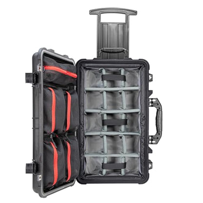 Eylar 22" Rolling Carry-On Travel Hard Camera Case with Adjustable Padded Divider & Lid Organizer, Waterproof, Shockproof For Equipment, Drones And Cameras, TSA Standard