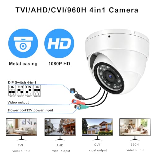 1080P Analog Camera, Dome Camera 4-in-1 (TVI/AHD/CVI/960H Analog) - style: Dome