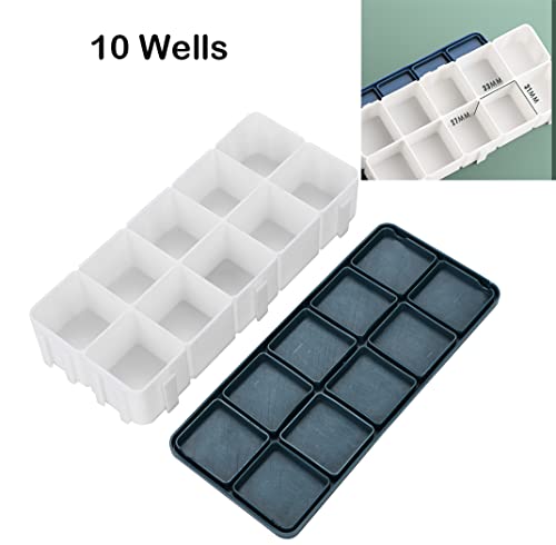 Paint Storage Box with Lid Artist Paint Saver Airtight Palette Box 10 Well Watercolor Palette Portable Outdoor Travel Pigment Tray Leak Proof Gouache Acrylic Oil Paint Case Container Drawing Supplies