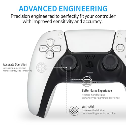 10 Pcs Joystick Replacement Grip Caps for PS4 PS5 Controller - Same Pattern Like Original - Non-Slip Thumbstick Thumb Stick Accessories Parts for Dualshock 4, Dual Sense, Dualsense Edge