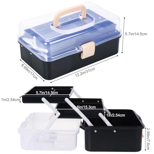 Tackle Box, 3-Layer Craft Sewing Medicine Art Hair Tool Organizer Black - color: Black
