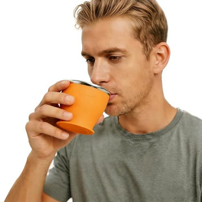 Collapsible Travel Cup, Foldable Water Cup with Lid, for Travel - color: Orange