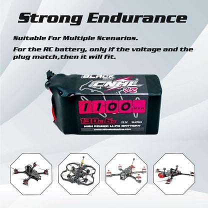 CNHL 1100mAh 6S LiPo Battery 22.2V 130C with XT60 Plug (2 Packs)