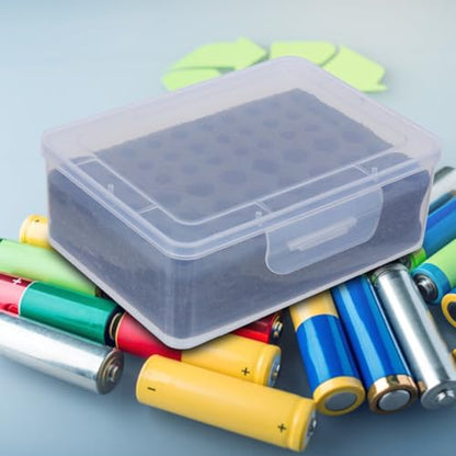 SOIMISS Battery Organizer Box for Aa AAA Batteries Transparent Dustproof Battery Storage Container with Sponge Inserts Multi-Compartment Holder Case for Remote Controls Flashlights Home Office Travel