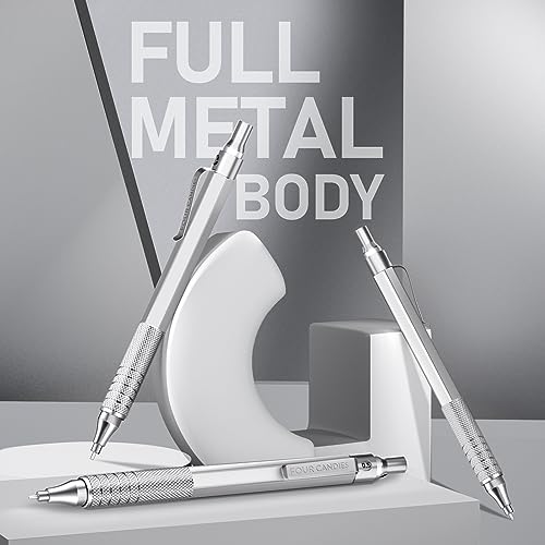 Four Candies Metal Mechanical Pencil Set with Case, 0.5mm, 3PCS, Silver - color: Silver, style: 0.5 MM