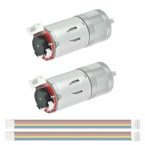 2Pcs Gear Motor with Encoder DC 12V 100RPM Gear Ratio 1:45 D Shaft Metal Encoder Gear Motor Silver for Smart car/Robot RC Model DIY Engine