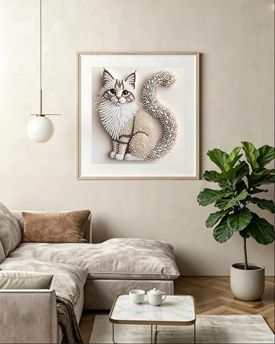 5D Cat Special Shape Diamond Art Kits for Adults,DIY Diamond Painting Kits - color: YP031