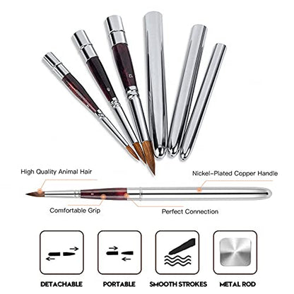 Kolinsky Travel Watercolor Brushes Sable Hair Round 3Pcs - color: Silvery
