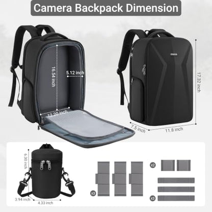 MOSISO Camera Backpack,Photography Camera Bag with Lens Pouch,Black - color: Black