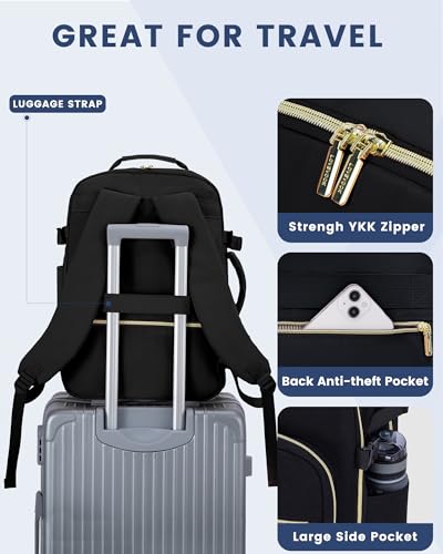 LOVEVOOK 40L Travel Backpack Flight Approved Carry on Backpack,3 Packing Cubes,Waterproof Personal Item Travel Bag,TSA Carry on Luggage Suitcase Travel Essentials,Gifts for Women & Men,fits 17" Laptop - color: Black-black, size: Large-40L-4Pcs(Standard)