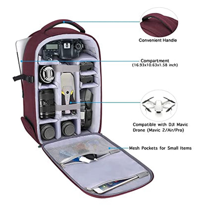 MOSISO Camera Backpack, DSLR/SLR/Mirrorless Photography Camera Bag - color: Wine Red