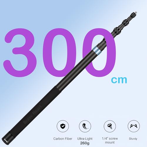 3m Invisible Carbon Fiber Selfie Stick for Insta360 X5/X4(Blue) - color: Blue