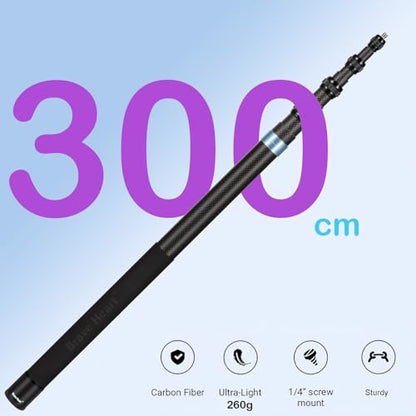 3m Invisible Carbon Fiber Selfie Stick for Insta360 X5/X4(Blue) - color: Blue