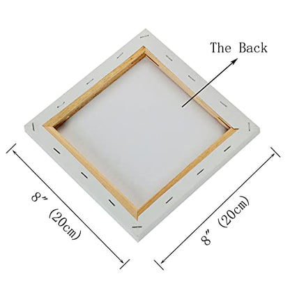 Artist Stretched Canvas 8x8 Inch Stretched Blank Canvas Wooden Frame Pack of 6