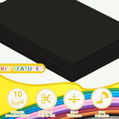 10 Pack Eva Foam Sheets Craft 8 x 12 inch (Black) - color: Black