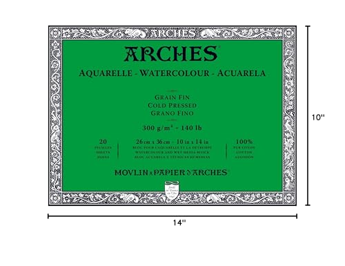 Arches Watercolor Paper Block, Cold Press, 10" x 14", 140 pound