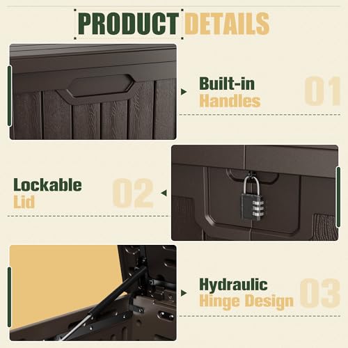 JUMMICO HDPE 250 Gallon Deck Box Double-Wall with Divider - color: Brown, size: 250 gallon
