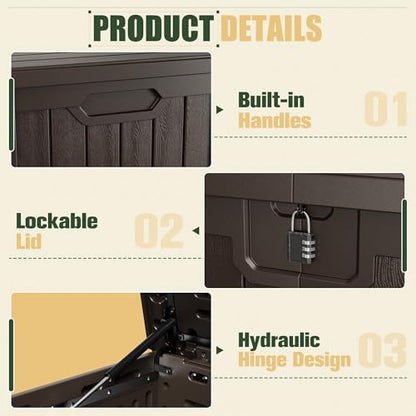 JUMMICO HDPE 250 Gallon Deck Box Double-Wall with Divider - color: Brown, size: 250 gallon