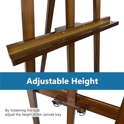 A-Frame Wooden Display Easel, Lyre Beechwood Studio Easel Stand, Brown - color: Brown