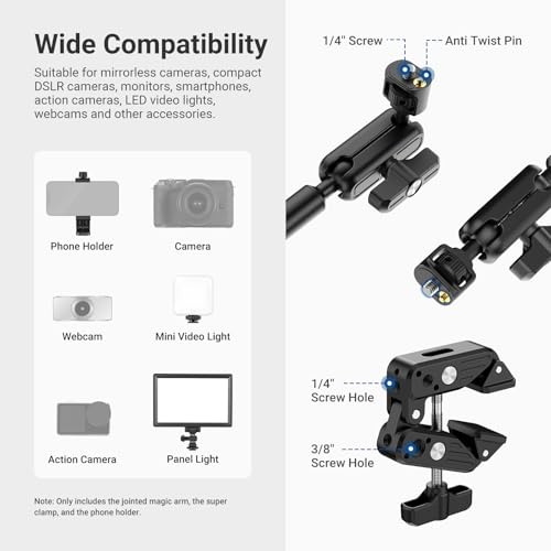 NEEWER Basics Magic Arm with Desk Clamp for Phone Webcam Camera Mic, UA062