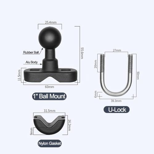 Strg Motorcycle Phone Mount with Aluminum Alloy Arm and U-Bolt Base - size: U-bolt Base