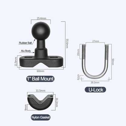 Strg Motorcycle Phone Mount with Aluminum Alloy Arm and U-Bolt Base - size: U-bolt Base