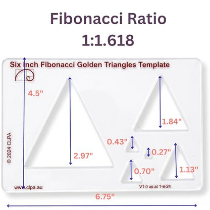 Fibonacci 6" 3-Piece Drawing Template Set, Golden Ratio Stencils - style: Set - 6" Triangle/Pentagon/Hexagon
