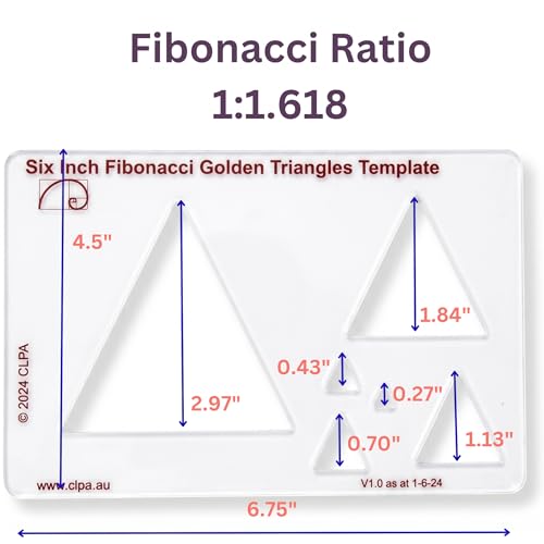 Fibonacci 6" 3-Piece Drawing Template Set, Golden Ratio Stencils - style: Set - 6" Triangle/Pentagon/Hexagon