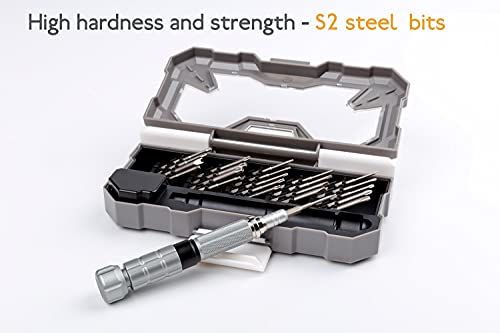 Electronics Screwdriver Set with Telescopic Aluminum Handle and 23 Alloy S2 Screwdriver Bits for Computer Smartphone Watches and other Small Tablets