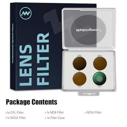 Walking Way Camera Lens Filters ND PL Set Compatible with DJI Osmo Action 4/5 Pro Accessories Kit, 4 Pack CPL ND8 ND16 ND32 Camera Lens Polarizing Neutral Density Filters Multicoated HD Optical Glass - style: CPL/ND8/ND16/ND32