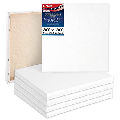 U.S. Art Supply 30"x30" Stretched Canvas for Painting, 3/4" Profile, 6-Pack - size: 30" x 30"