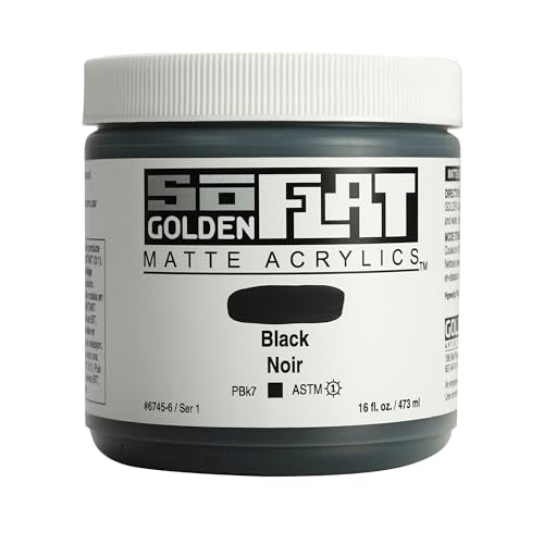 GOLDEN SoFlat Matte Acrylics, Black, 16 fl. oz. Jar - color: Black, size: 16 Fl Oz (Pack of 1)