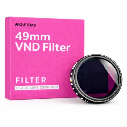 MOSTOS® - Variable ND Filter ND2 to ND400 (1–9 Stop) Adjustable Neutral Density Filter for DSLR & Mirrorless Cameras (49mm VND Filter) - size: 49mm VND Filter