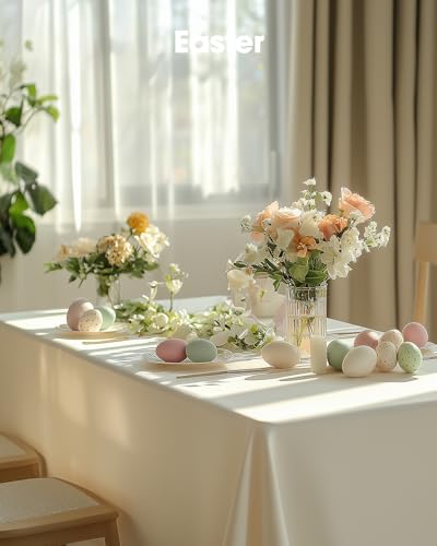 Pureegg Plastic Table Cloth Disposable 6 Pack, 54 x 108 Inch, Beige - color: Ivory, size: 54" X 108" Rectangle
