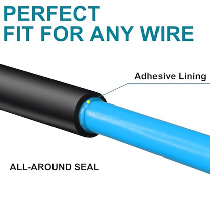 2 Inch Heat Shrink Tubing - 5 Ft 3:1Ratio Waterproof Heat Shrink Tubin - Adhesive Lined,Dual Wall Adhesive Shrinkable Wire Wrap Tube - Black - color: Black, size: 2"(50mm)-5Ft