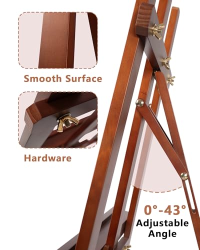 DJAR Wooden Painting Art Easel Stand for Adults, Tool-Less Assembly, Walnut - color: Walnut