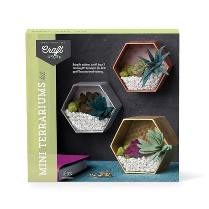 Craft Crush — Mini Plants Terrariums Easy Fun Arts and Craft Kit — Make 3 Charming Faux Terrariums! — For Ages 13 and Up - size: Mini, style: Craft Crush Mini Terrariums Craft Kit