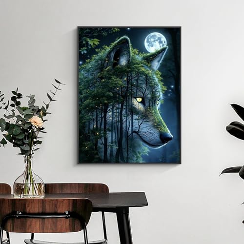 Yezavesu Wolf Diamond Art Kits for Adults Beginners 12x16 Inch - color: YDP0207