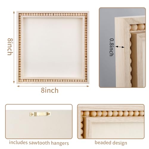 Wenqik 4 Pack Beaded Wood Panels Boho Style Wood Canvas Board, 8 x 8 Inch - size: 8 x 8 Inch