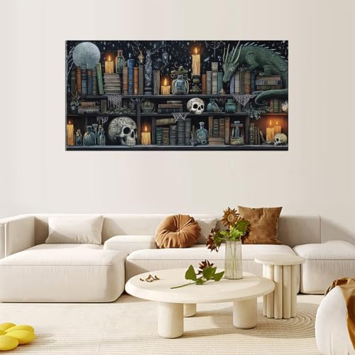 KUFWKEY Bookshelf Diamond Painting Kit,Dargon Diamond Art Kits for Adults - color: AM6021