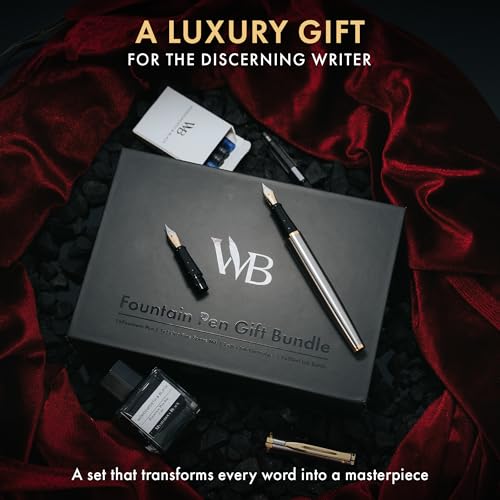 Wordsworth & Black Fountain Pen Gift Set, Medium & Extra Fine Nib, Silver Gold - color: Silver Gold