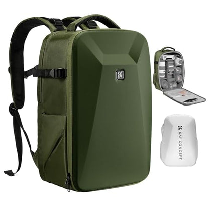 K&F CONCEPT Camera Backpack,Hardshell Photography DSLR Camera Bag - color: Green