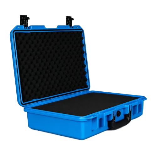 IP67 Waterproof Protective Hard Case with Custom Foam Insert, 18", Blue - color: Blue
