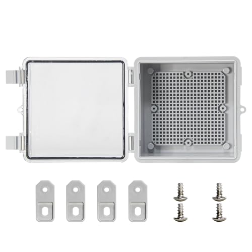 Electrical Junction Box Waterproof Electrical Box Outdoor with Mounting Plate, Plastic Snap Latch Hinged Dustproof and Suitable for Indoor and Outdoor Wiring Projects Clear 5.9"x5.9"x3.5" - color: Clear, size: 5.9"x5.9"x3.5"